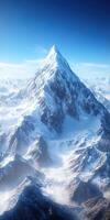 Snow-capped mountain peak rises above vast landscape photo