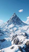 Snow-capped mountain under a clear blue sky in winter photo