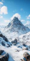 Majestic snowy mountain view under a clear blue sky photo
