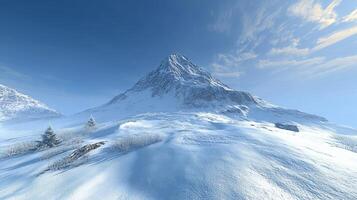 Snow-covered mountain landscape under a clear sky photo