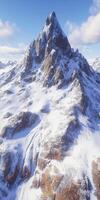 Mountain peak covered in snow under clear blue sky photo