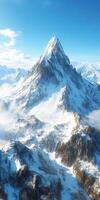 Majestic snow-capped mountain with clear blue sky photo