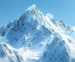 Snow-capped mountain range under clear blue sky photo