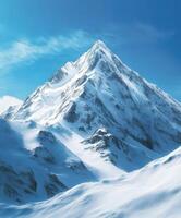Stunning snow-covered mountain with clear blue sky photo