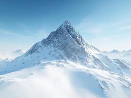 Snow-covered mountain peaks under clear blue sky photo