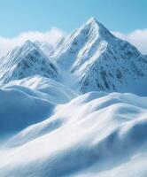 Snow-covered mountains under clear blue sky during daytime photo