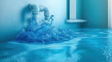 Leak pipe causes water to accumulate in indoor space photo