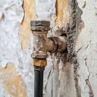 Leak pipe causes damage to wall in residential area photo