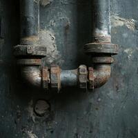 Leak in rusty pipe section reveals potential plumbing issue photo