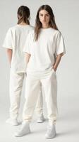 Model showcasing casual white outfit with relaxed fit photo