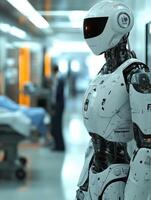 Advanced robotic assistant in a modern hospital setting photo