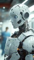 Advanced robot assistant in futuristic hospital setting photo