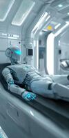 Future hospital featuring advanced robotic medical assistance photo