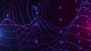 Abstract digital dynamic particle waves with light motion lights background, data flow, cyber technology video