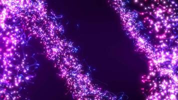Abstract colorful background with bright neon particles with wave energy. Seamless looping animation. video