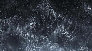 Abstract glowing wave of particles and dots moving on blue dark, big data visualization, futuristic and digital background, 3D, 4K, seamless loop video