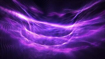 Digital purple particle waves. Abstract technology background made of dots. Futuristic wavy surface of moving colorful particles. Big data visualization. Seamless looping 4k . Screensaver video