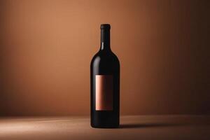 Elegant wine bottle with a minimalist design in warm lighting photo