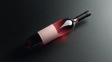 Elegant rose wine bottle on a sleek dark surface photo