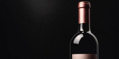Elegant wine bottle displayed against dark background photo