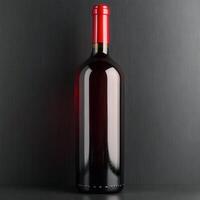 Elegant red wine bottle on a dark textured backdrop photo