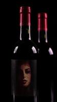 Artistic wine bottles with mysterious faces on black photo