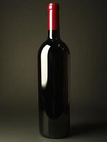 Quality red wine bottle with a striking design in dark lighting photo