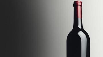 Elegant dark wine bottle on a minimalistic background photo