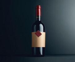 Elegant wine bottle against dark background with minimal label photo
