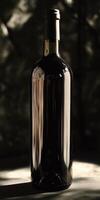 Elegant wine bottle with reflections in soft light photo
