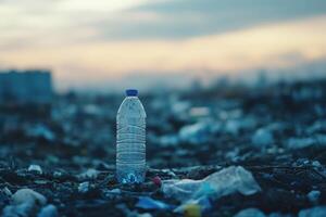 Importance of waste management highlighted by a discarded bottle photo