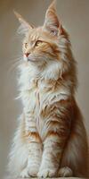 Majestic Maine cat with beautiful fluffy fur photo