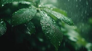 Raindrops on leaves photo