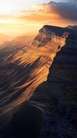 Majestic sunset over rugged mountain landscape in autumn photo