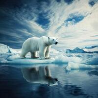 A polar bear standing on an ice floe photo