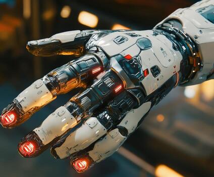 Cyborg hand exhibiting advanced technology and design features photo
