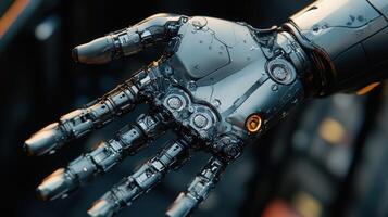 Cyborg hand displays advanced robotic technology in action photo