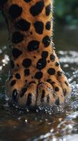 Leopard paw prints in water feature reveal nature's beauty photo