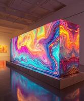 Colorful abstract art installation at contemporary gallery photo