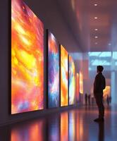 Exploring vibrant art in a contemporary gallery photo