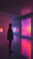 Vibrant interactive art display in modern gallery setting photo