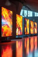 Colorful digital art installation in a modern gallery space photo