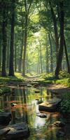 A stream in a forest photo