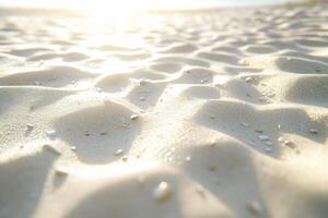 Soft sand dunes glistening under warm sunlight at the beach photo