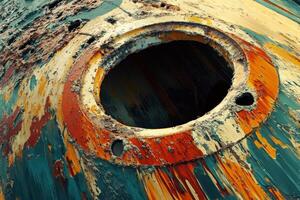 Rusty hatch cover of a sunken vessel at a marine site photo