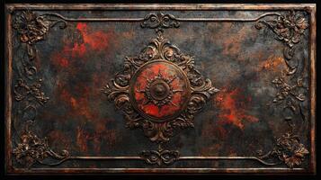 Ornate antique panel with intricate design and textures photo