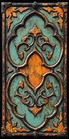Colorful ornate door design with vintage charm and textures photo