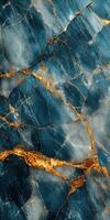 Stunning blue and gold marble texture with distinct patterns photo