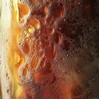 Bubbles and foam in a refreshing cold beverage photo