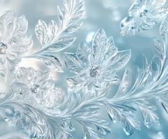 Intricate frost patterns on glass showcase winter beauty photo